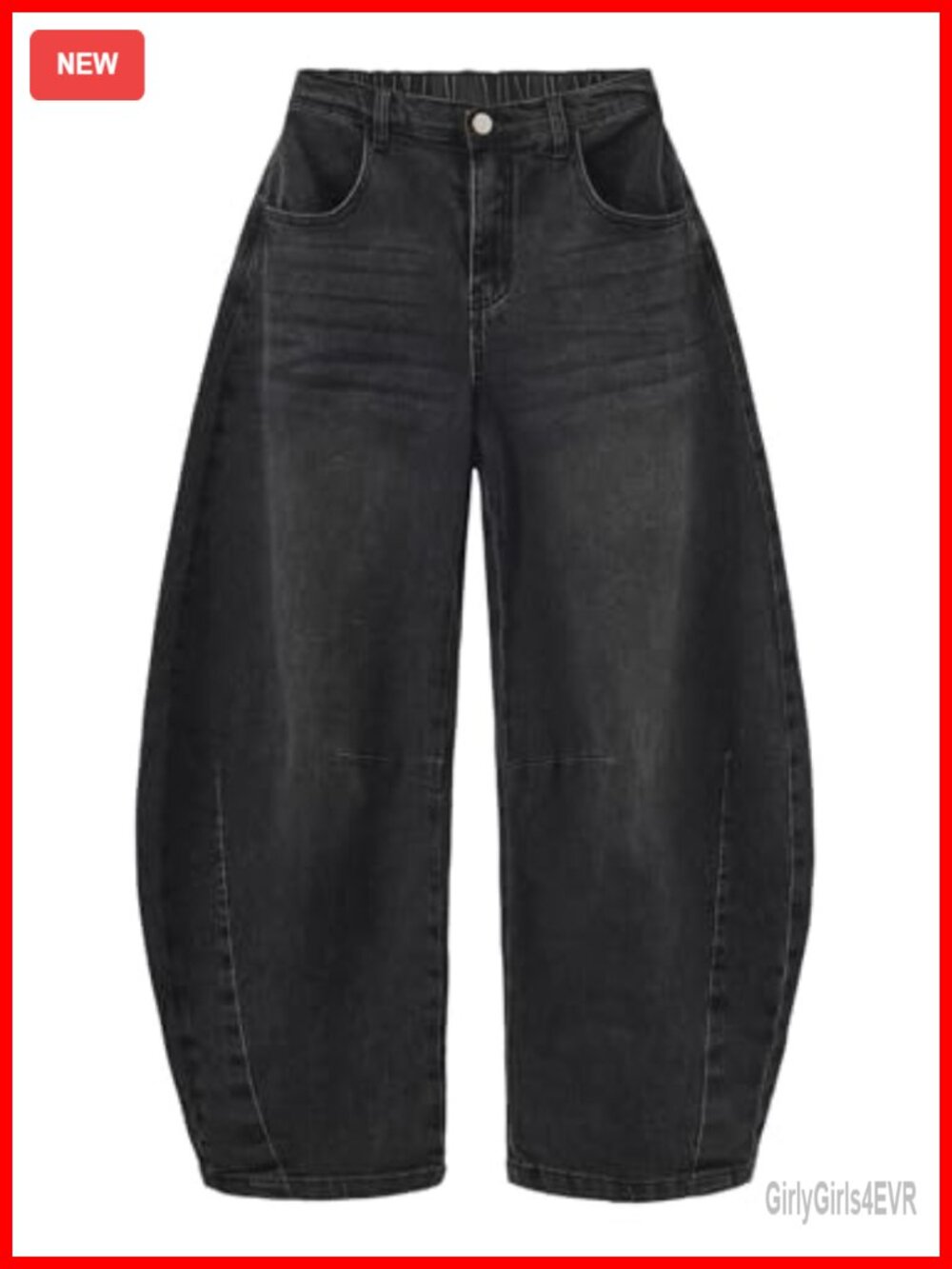 Barrel Jeans Women Boyfriend Denim Pants Casual Baggy Wide Leg Mid Rise Cotton